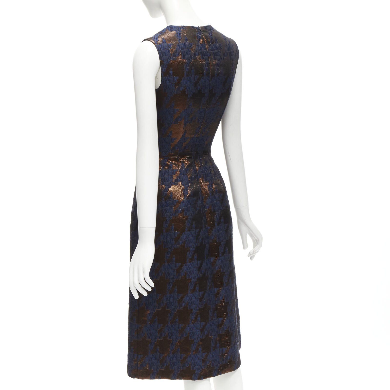 Other MARTIN GRANT metallic copper navy houndstooth jacquard midi dress FR34 XS Size XS / US 0-2 / IT 36-38 - 6 Thumbnail