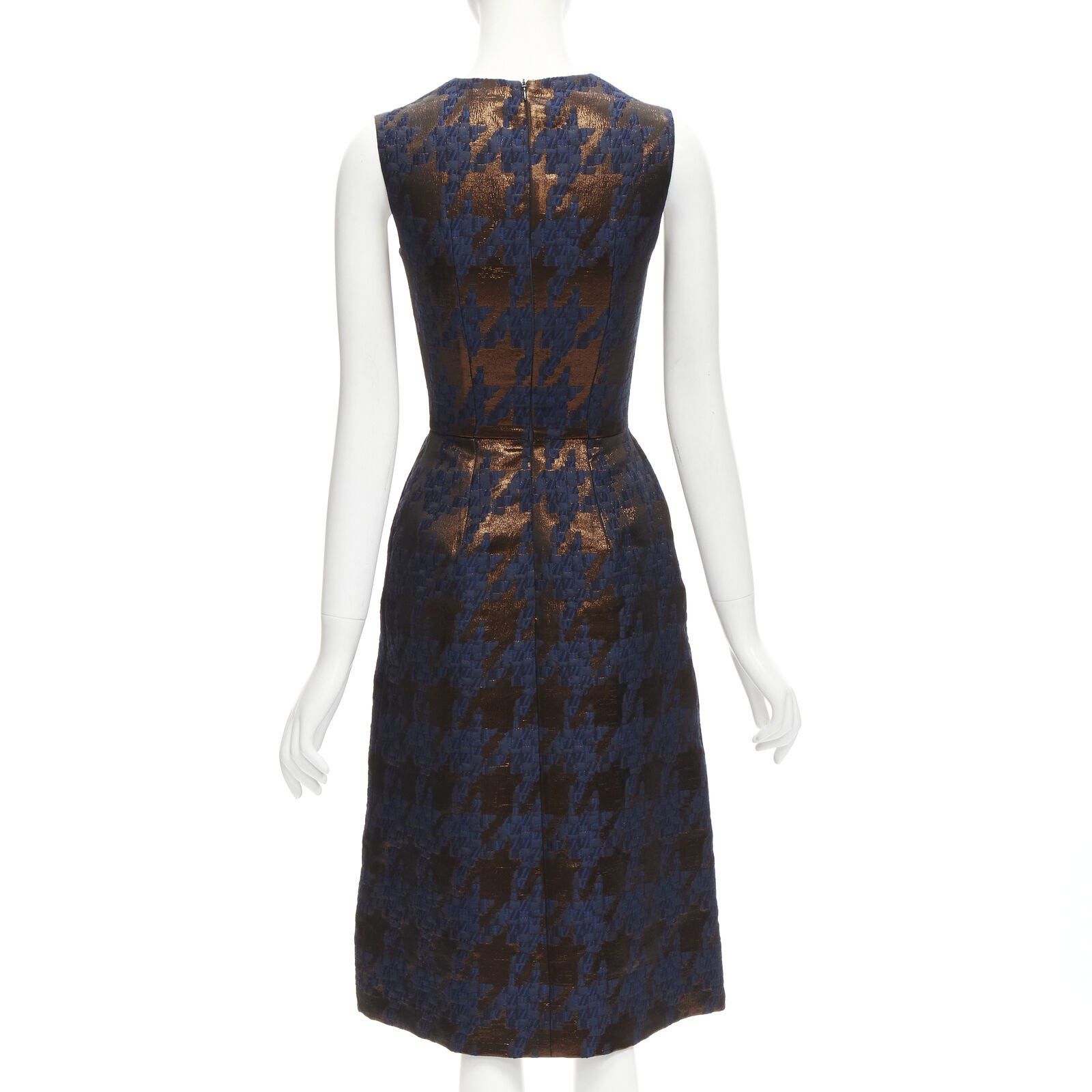 Other MARTIN GRANT metallic copper navy houndstooth jacquard midi dress FR34 XS Size XS / US 0-2 / IT 36-38 - 5 Thumbnail