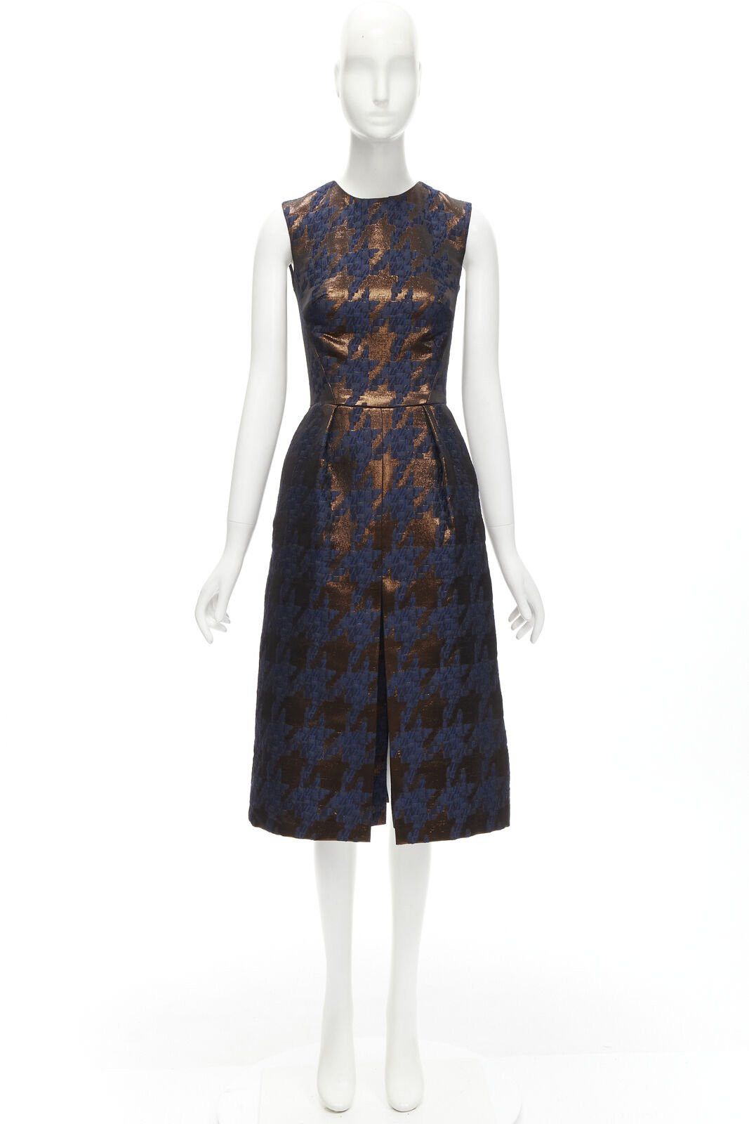 Other MARTIN GRANT metallic copper navy houndstooth jacquard midi dress FR34 XS Size XS / US 0-2 / IT 36-38 - 10 Thumbnail