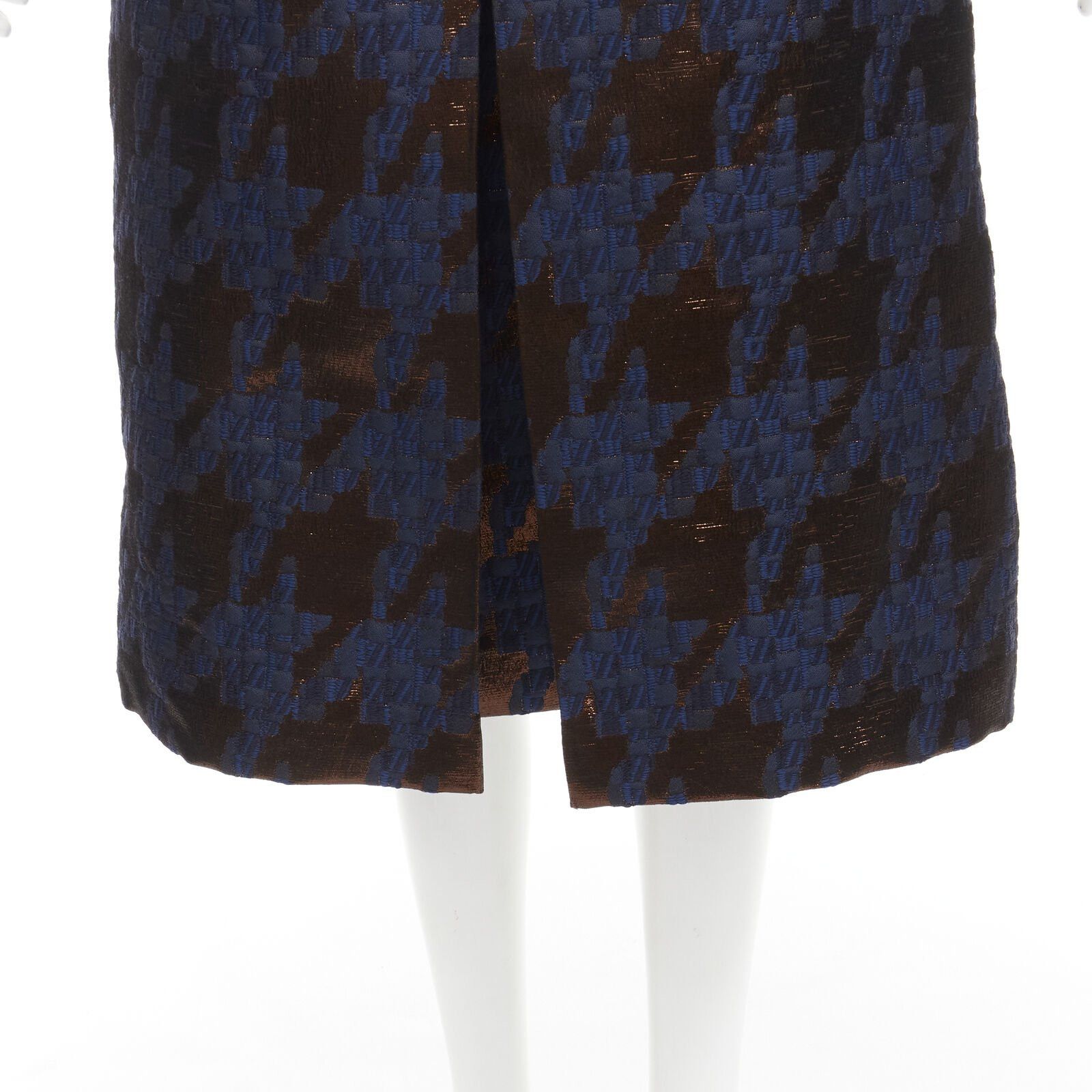 Other MARTIN GRANT metallic copper navy houndstooth jacquard midi dress FR34 XS Size XS / US 0-2 / IT 36-38 - 8 Thumbnail