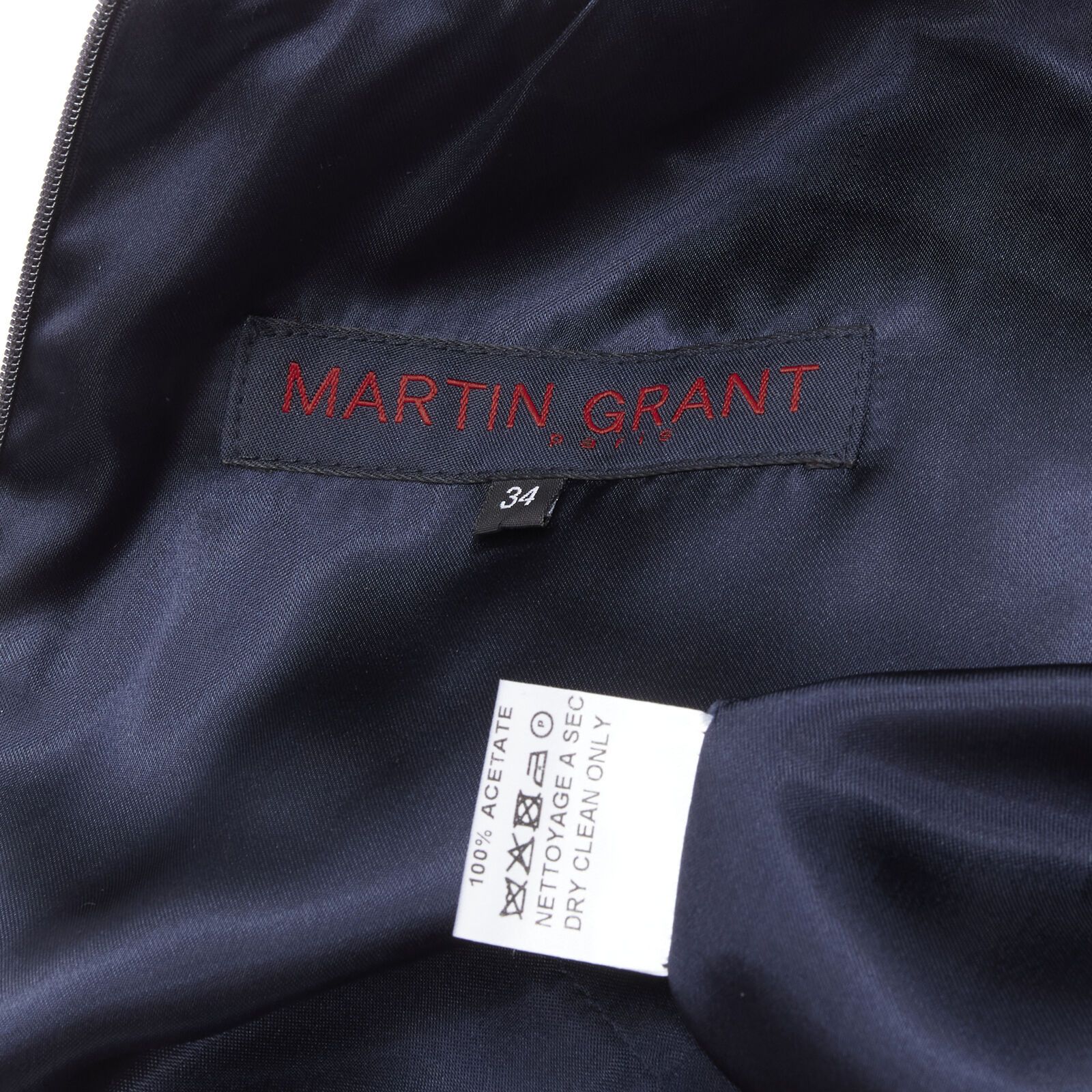 Other MARTIN GRANT metallic copper navy houndstooth jacquard midi dress FR34 XS Size XS / US 0-2 / IT 36-38 - 9 Thumbnail