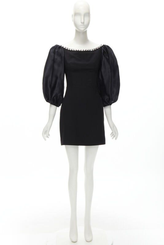 Other RASARIO black crystal embellished neckline puff balloon sleeves dress FR36 S Size S / US 4 / IT 40 - 10 Thumbnail