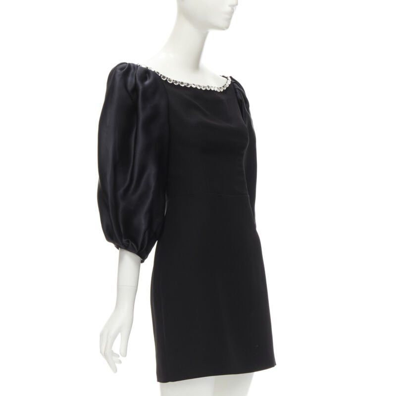 Other RASARIO black crystal embellished neckline puff balloon sleeves dress FR36 S Size S / US 4 / IT 40 - 3 Thumbnail