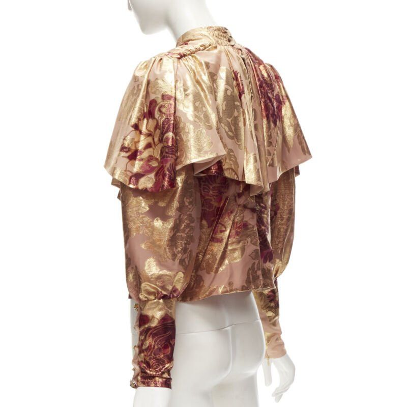 Other RAISA VANESSA rose gold foil jacquard rhinestone buttons Victorian top FR34 XS Size XS / US 0-2 / IT 36-38 - 6 Thumbnail