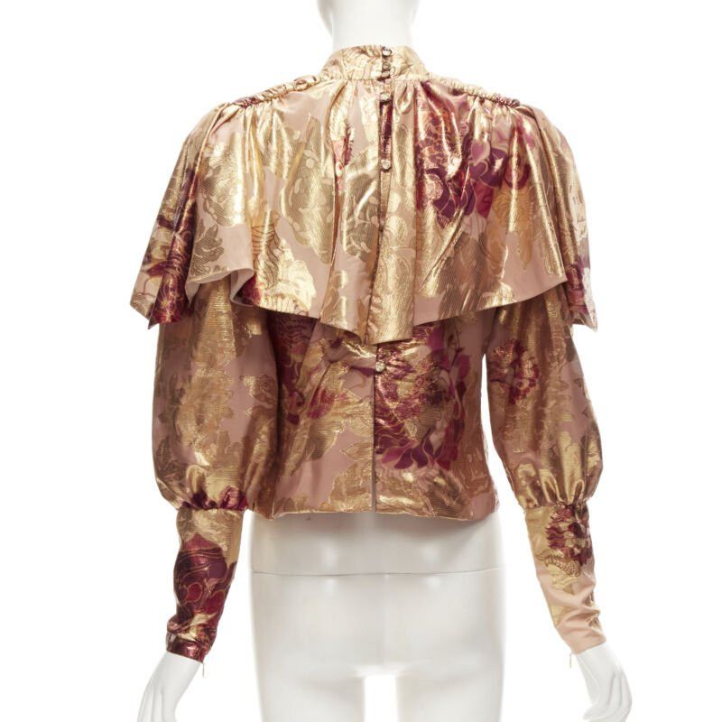 Other RAISA VANESSA rose gold foil jacquard rhinestone buttons Victorian top FR34 XS Size XS / US 0-2 / IT 36-38 - 5 Thumbnail