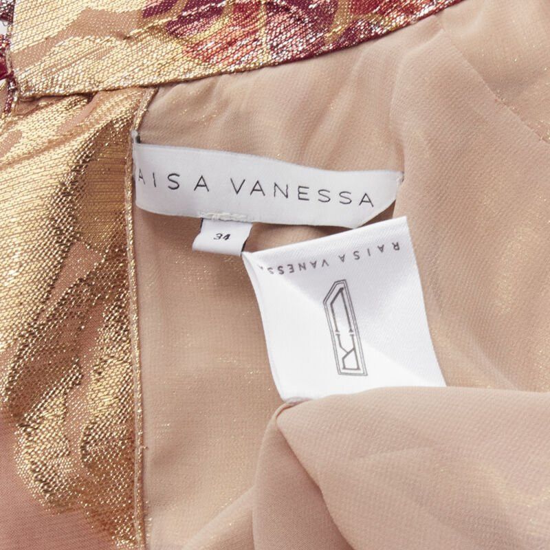 Other RAISA VANESSA rose gold foil jacquard rhinestone buttons Victorian top FR34 XS Size XS / US 0-2 / IT 36-38 - 9 Thumbnail