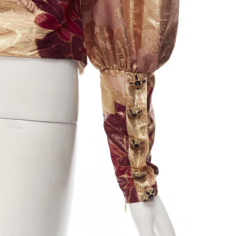 Other RAISA VANESSA rose gold foil jacquard rhinestone buttons Victorian top FR34 XS Size XS / US 0-2 / IT 36-38 - 2 Thumbnail