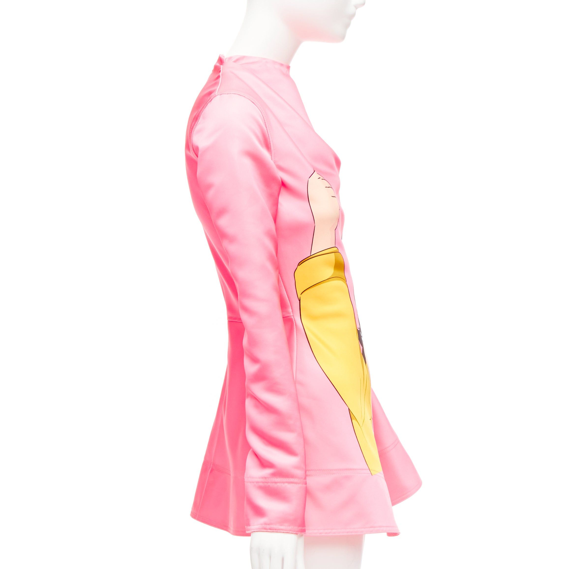 JW Anderson JW ANDERSON pink Run Hany Manga print irregular cut peplum mini dress UK6 XS Size XS / US 0-2 / IT 36-38 - 4 Thumbnail