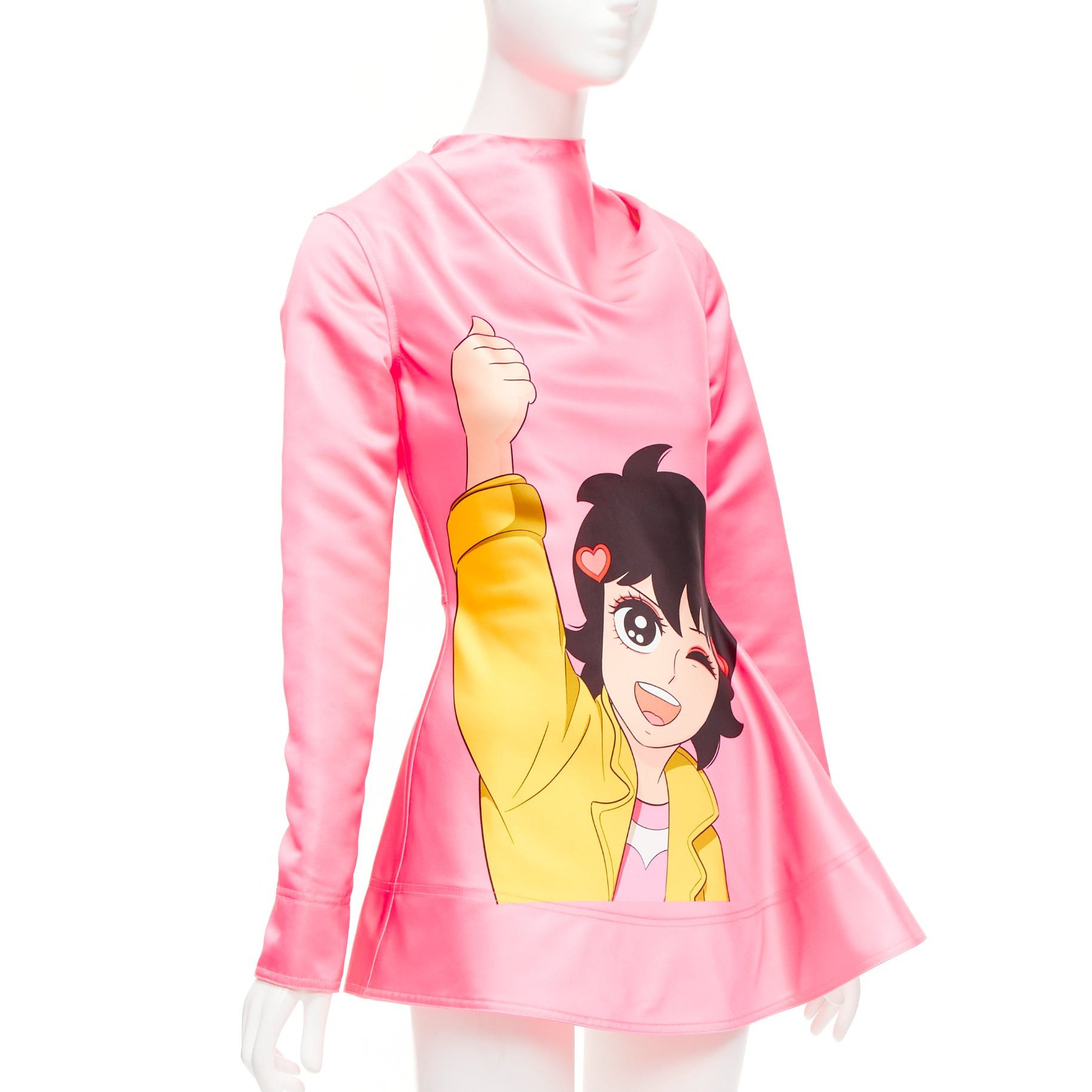 JW Anderson JW ANDERSON pink Run Hany Manga print irregular cut peplum mini dress UK6 XS Size XS / US 0-2 / IT 36-38 - 3 Thumbnail