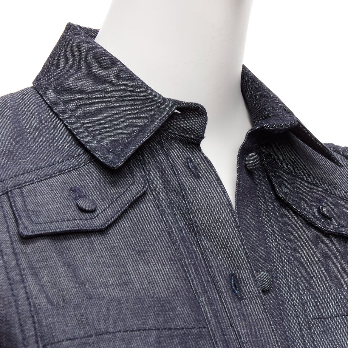 Other DICE KAYEK dark blue cotton denim pleated front pocketed safari dress FR34 XS Size XS / US 0-2 / IT 36-38 - 2 Thumbnail