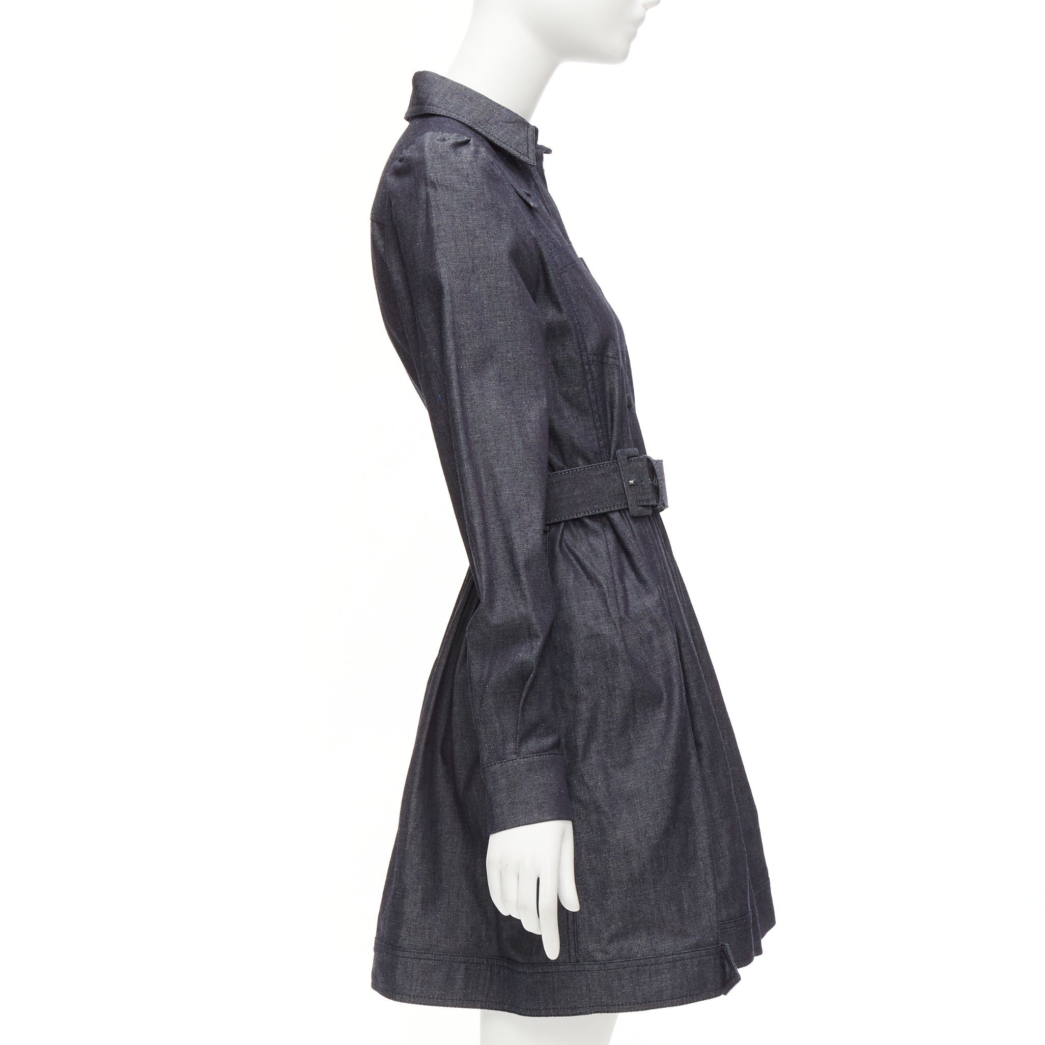 Other DICE KAYEK dark blue cotton denim pleated front pocketed safari dress FR34 XS Size XS / US 0-2 / IT 36-38 - 4 Thumbnail