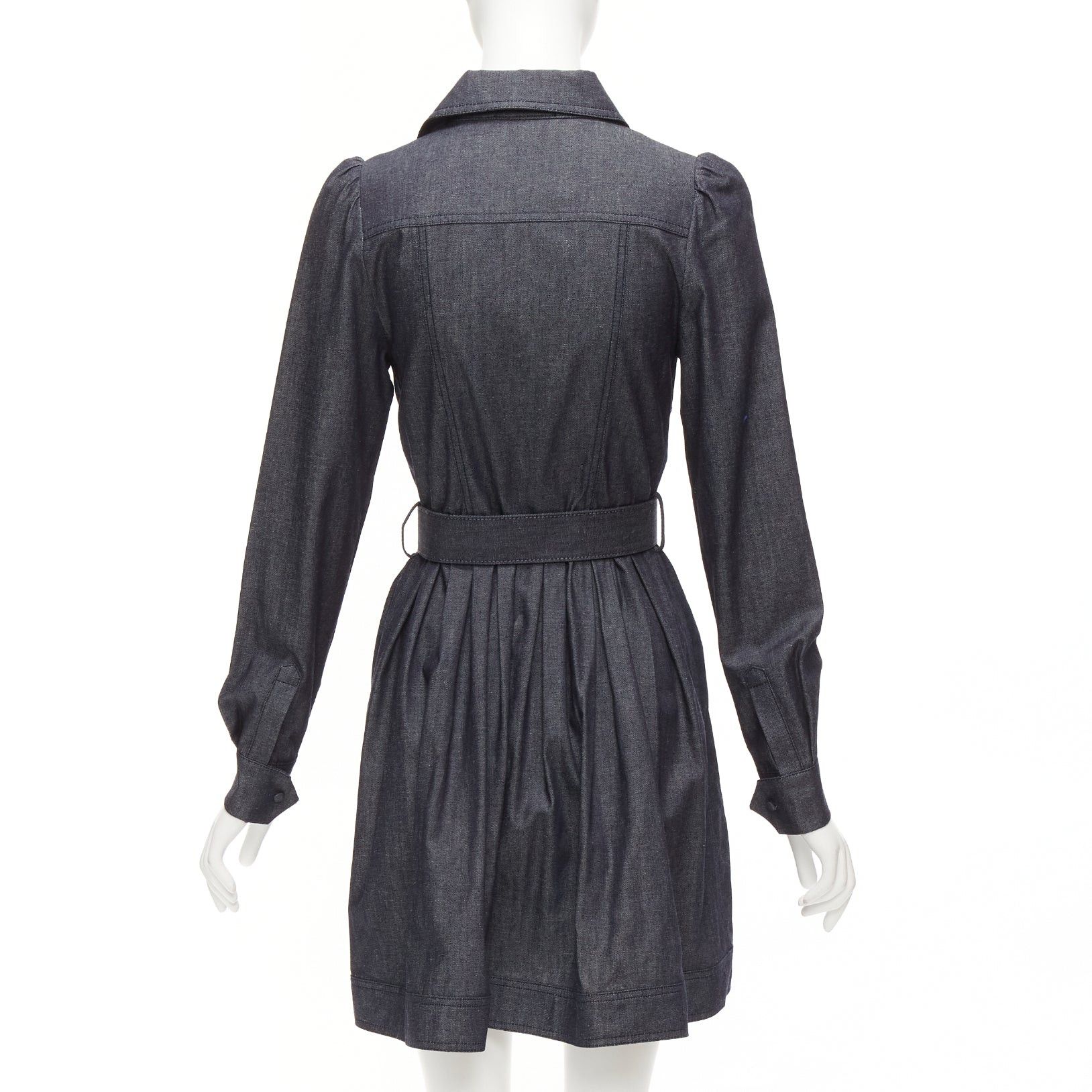 Other DICE KAYEK dark blue cotton denim pleated front pocketed safari dress FR34 XS Size XS / US 0-2 / IT 36-38 - 5 Thumbnail