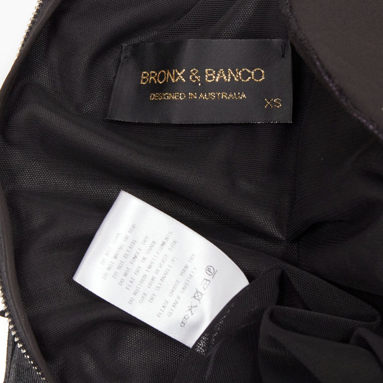 Other BRONX & BANCO black coated fabric puff shoulder drape skirt mini dress XS Size S / US 4 / IT 40 - 8 Thumbnail