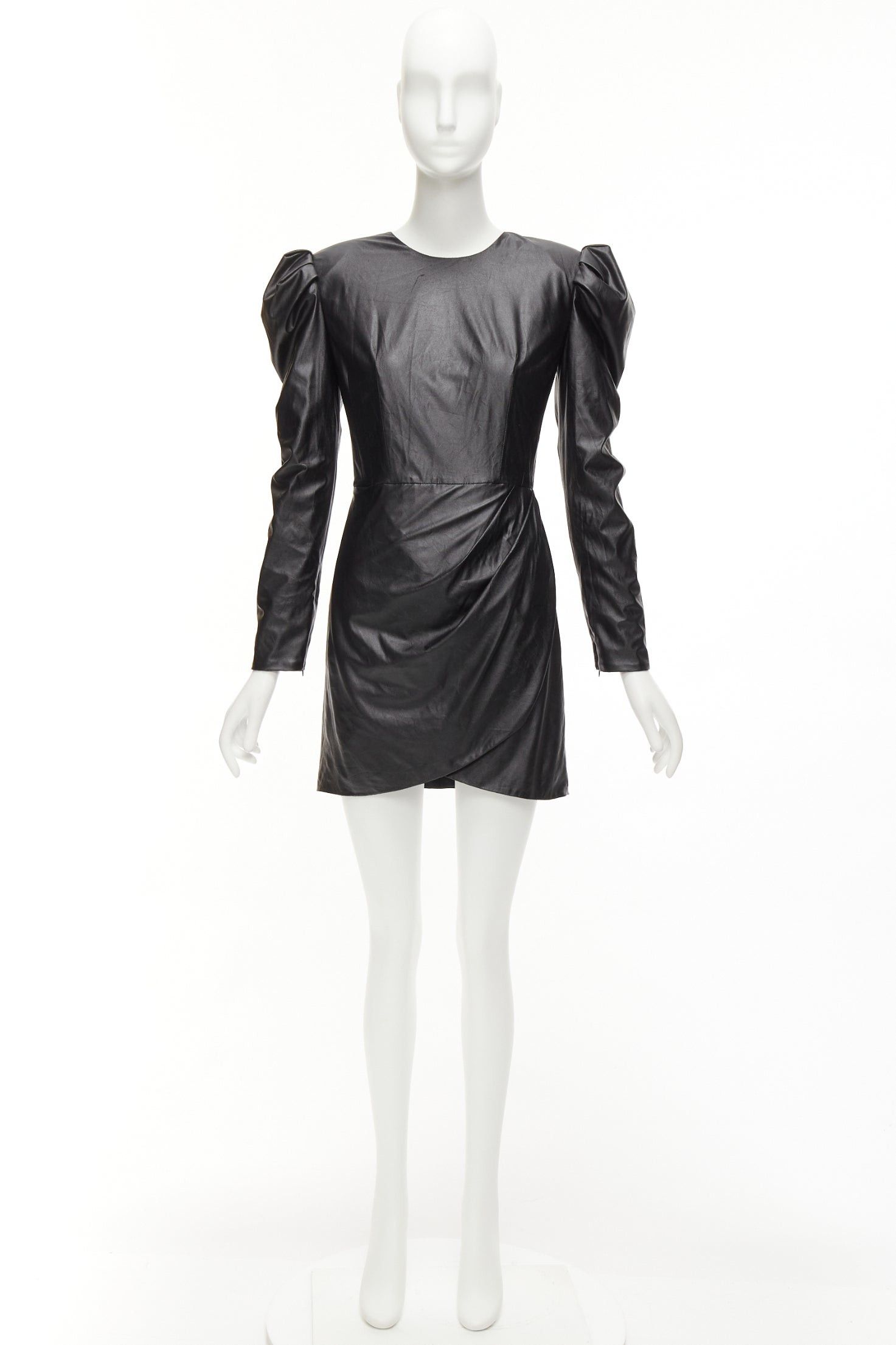 Other BRONX & BANCO black coated fabric puff shoulder drape skirt mini dress XS Size S / US 4 / IT 40 - 9 Thumbnail