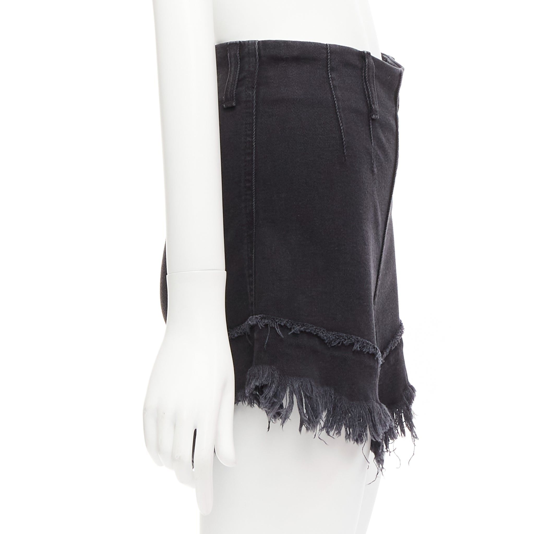 Philosophy di Lorenzo Serafini PHILOSOPHY black cotton blend high waist frayed hem flutter shorts IT38 XS Size 26" / US 2 / IT 38 - 4 Thumbnail