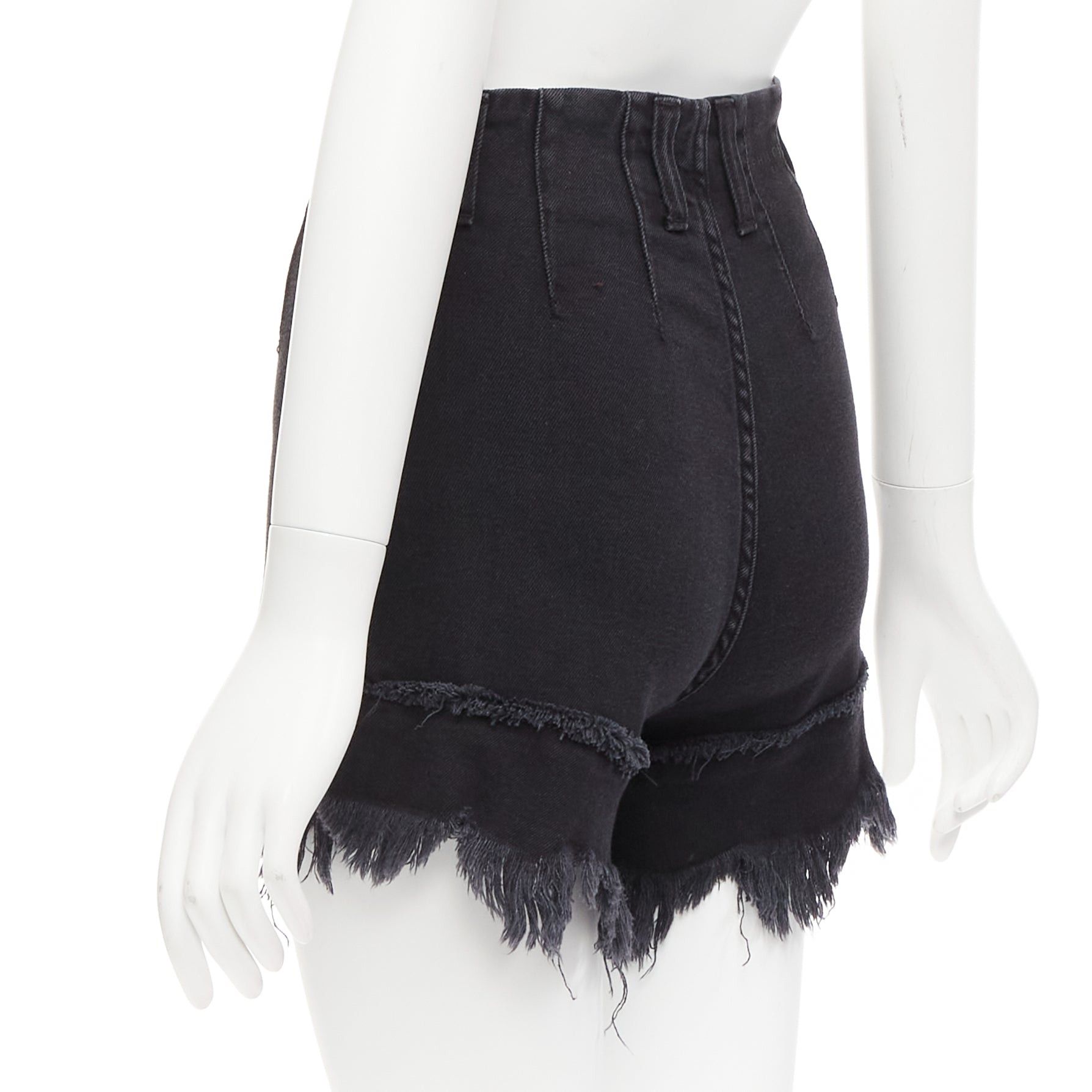 Philosophy di Lorenzo Serafini PHILOSOPHY black cotton blend high waist frayed hem flutter shorts IT38 XS Size 26" / US 2 / IT 38 - 6 Thumbnail