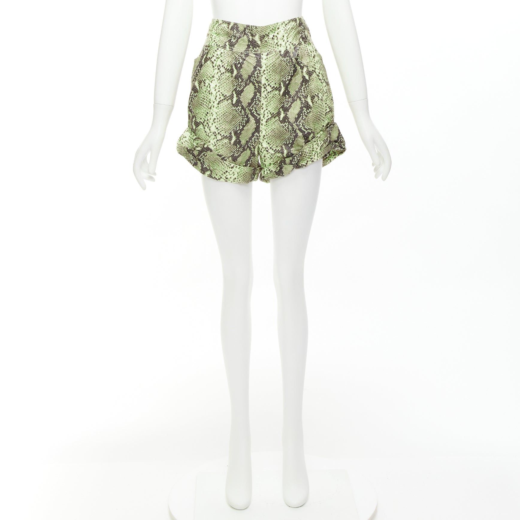 Philosophy di Lorenzo Serafini PHILOSOPHY beige scaled print paper effect high waist cuffed shorts IT38 XS Size 26" / US 2 / IT 38 - 9 Thumbnail