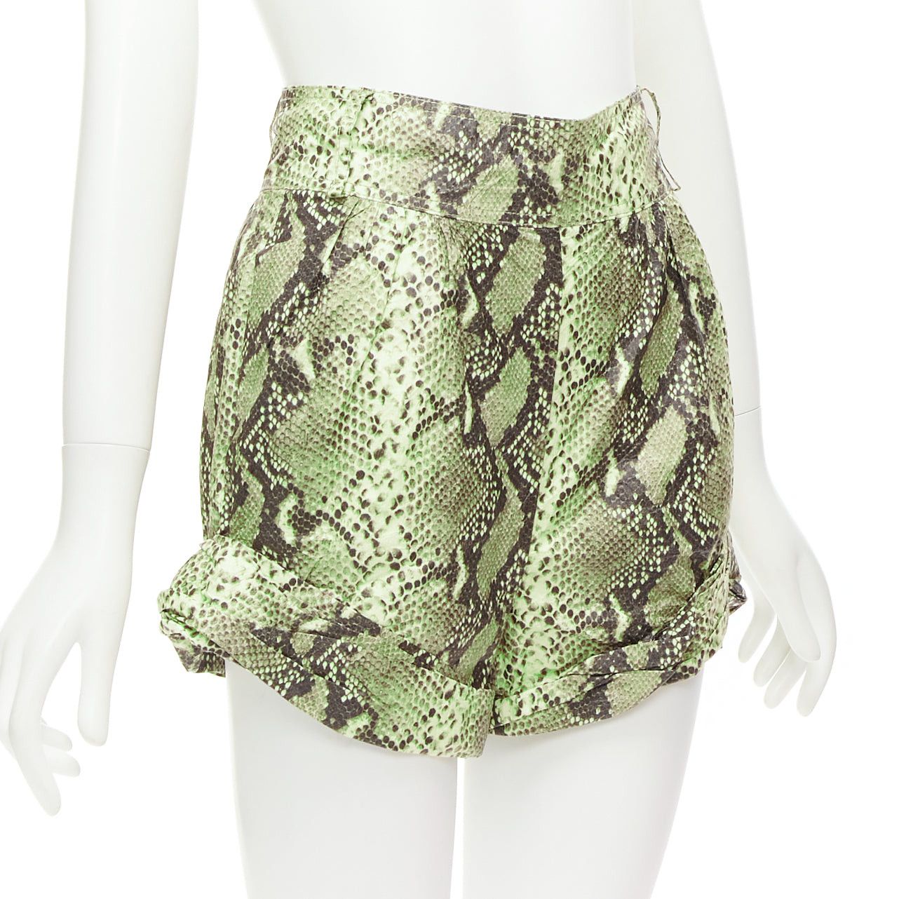 Philosophy di Lorenzo Serafini PHILOSOPHY beige scaled print paper effect high waist cuffed shorts IT38 XS Size 26" / US 2 / IT 38 - 3 Thumbnail