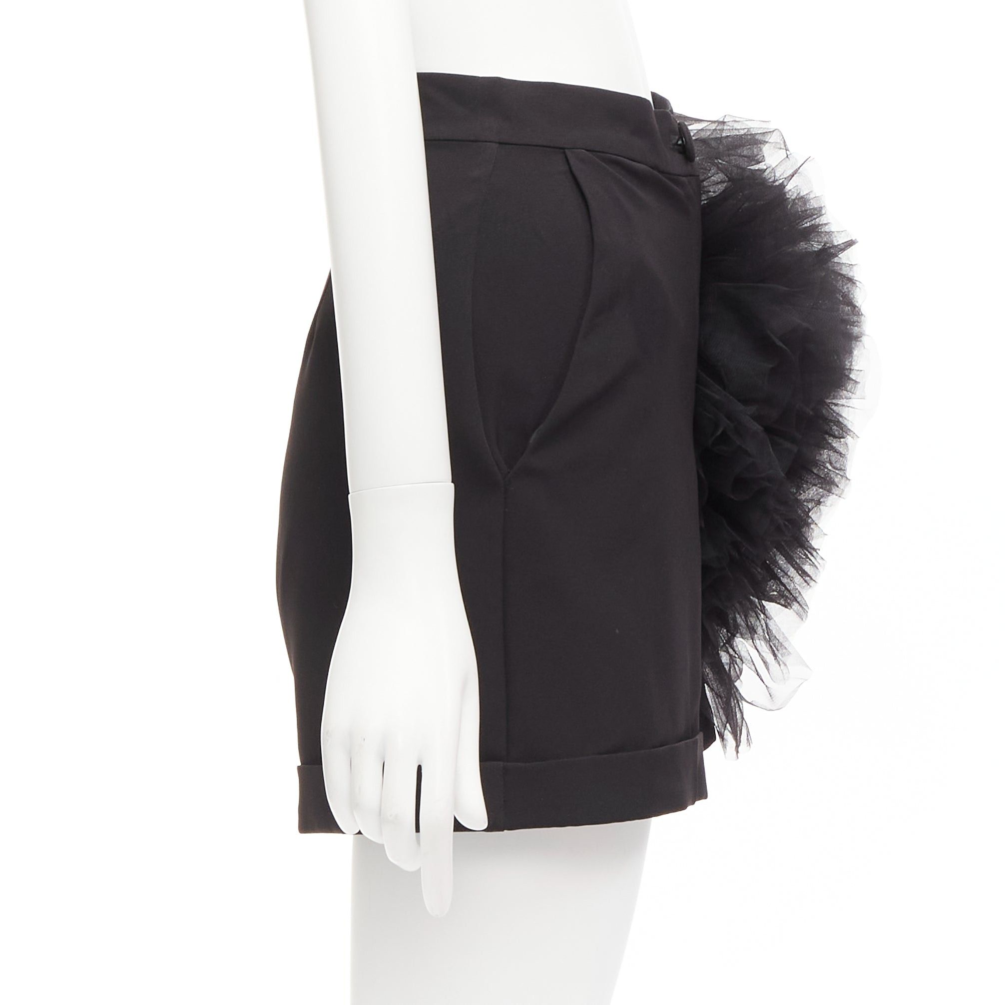 Other LOULOU STUDIO black oversized tulle flower high waisted cuffed shorts XS Size 27" / US 4 / IT 40 - 4 Thumbnail