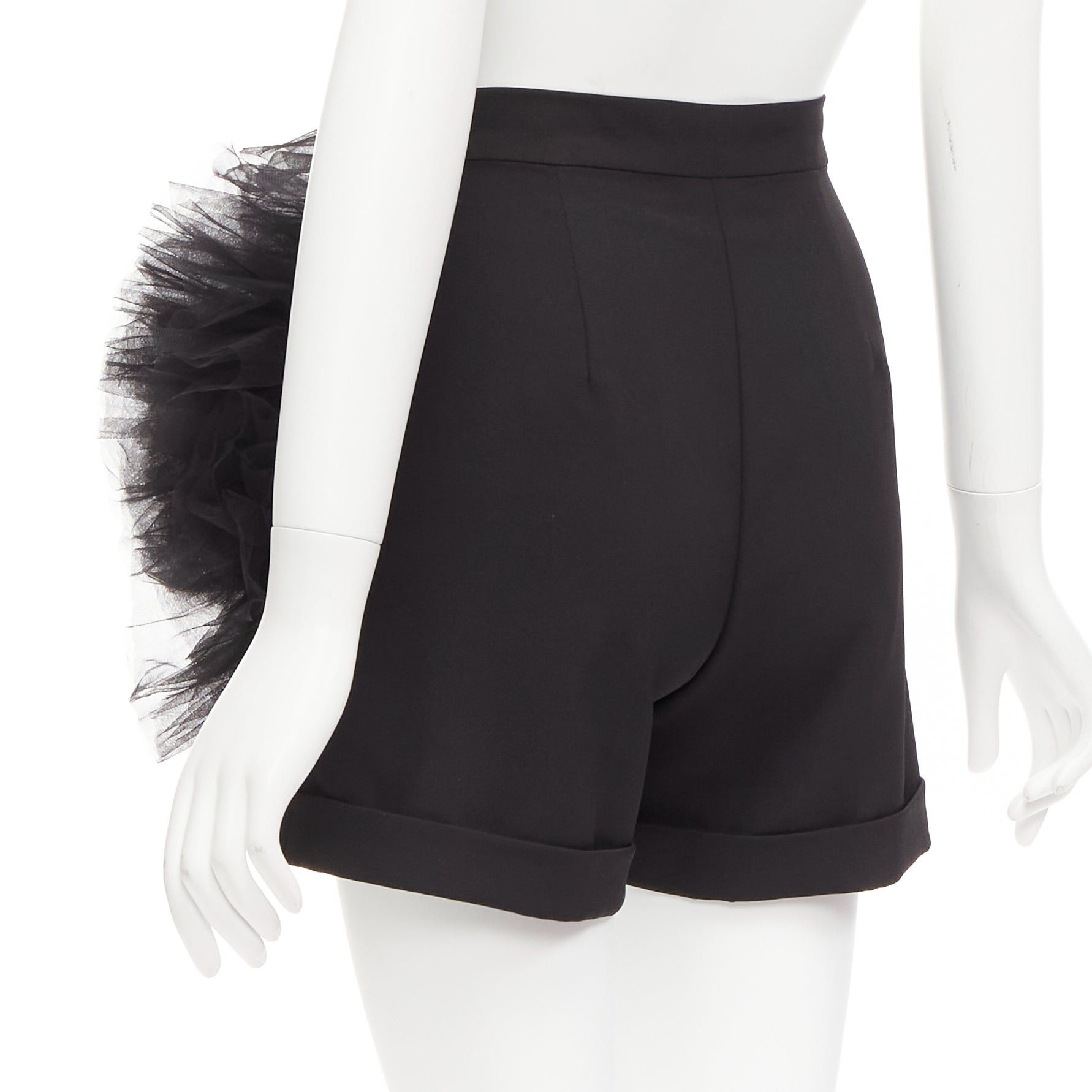 Other LOULOU STUDIO black oversized tulle flower high waisted cuffed shorts XS Size 27" / US 4 / IT 40 - 6 Thumbnail