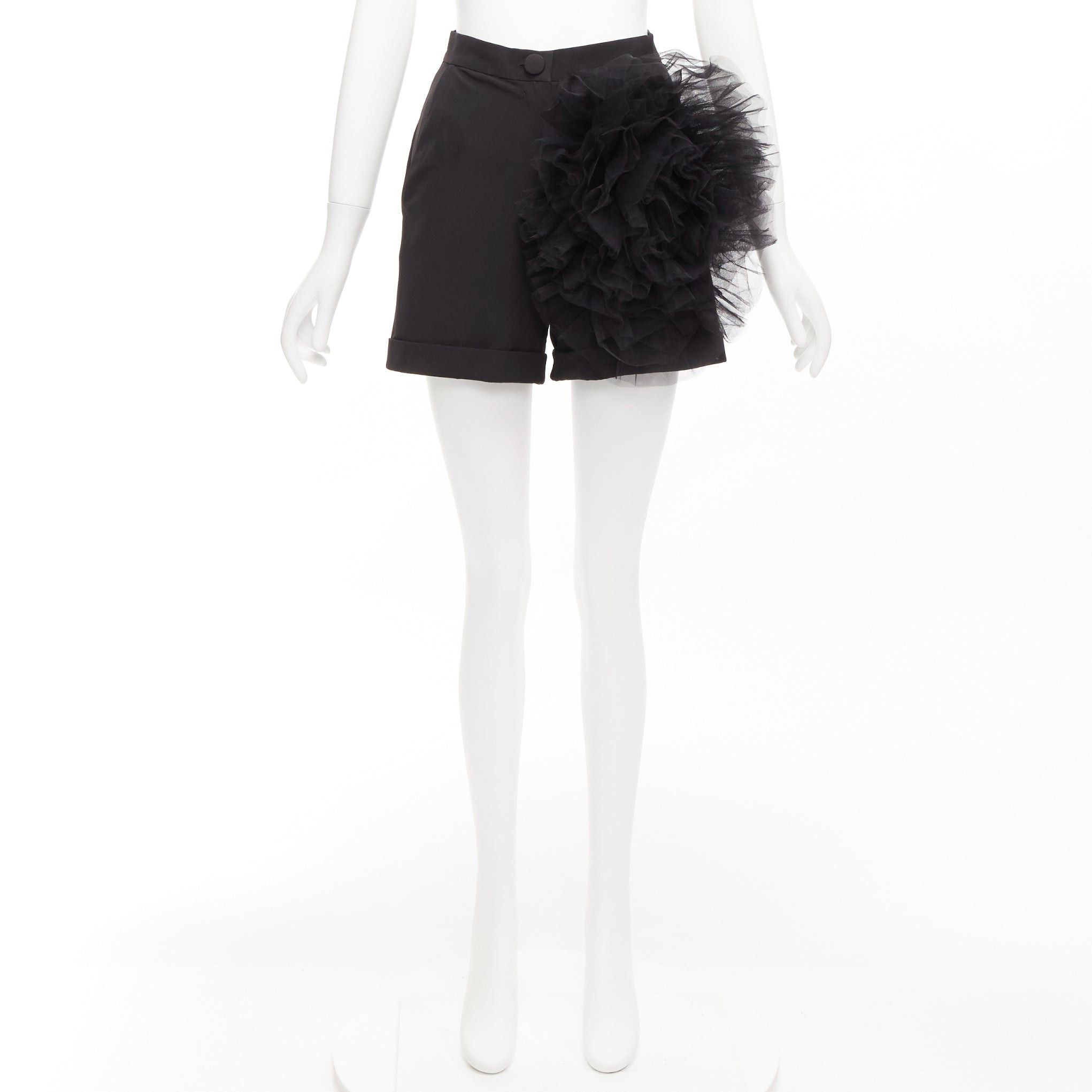 Other LOULOU STUDIO black oversized tulle flower high waisted cuffed shorts XS Size 27" / US 4 / IT 40 - 9 Thumbnail