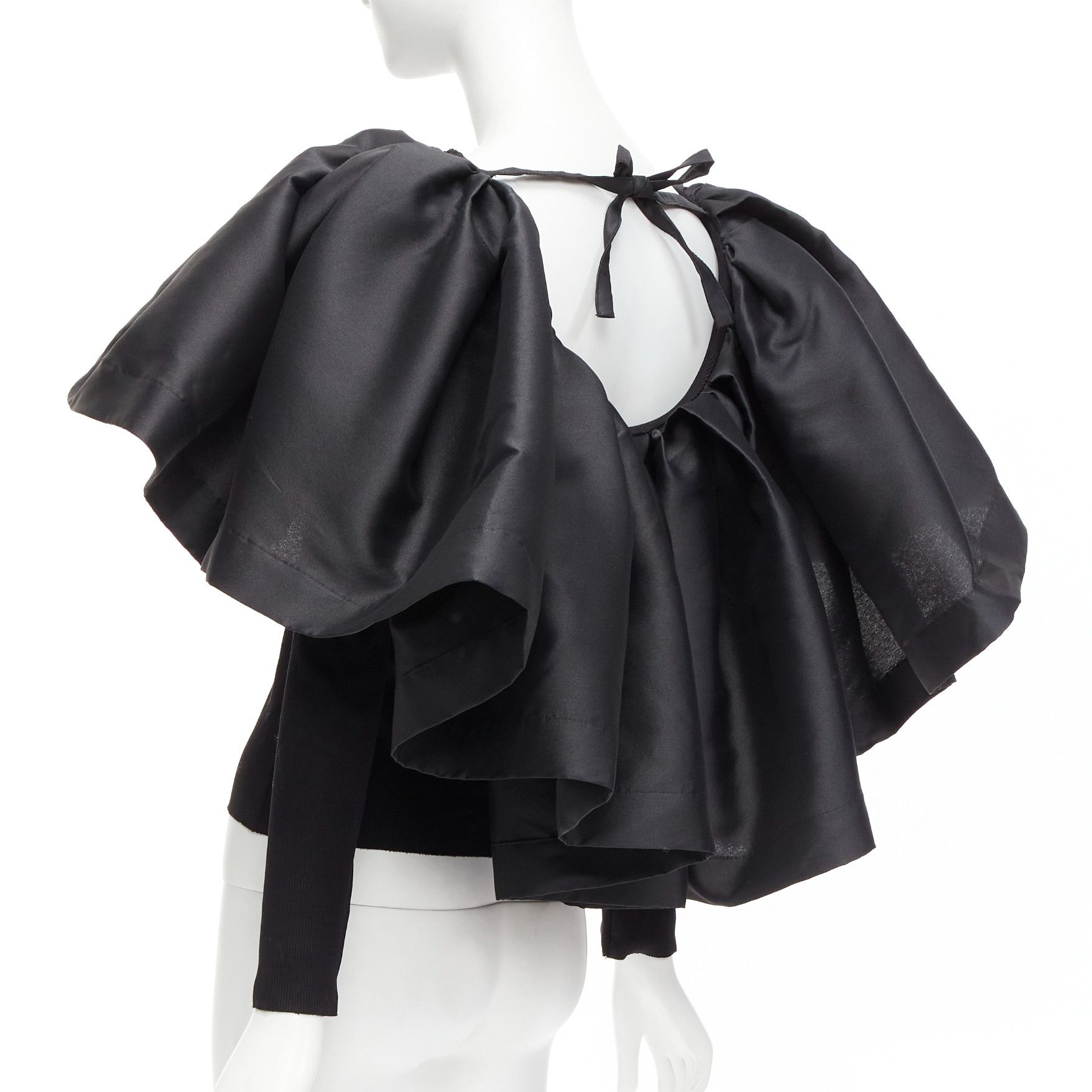 Marques'Almeida MARQUES ALMEIDA black organic cotton Victorian puff ruffle collar sweater XS Size XS / US 0-2 / IT 36-38 - 6 Thumbnail