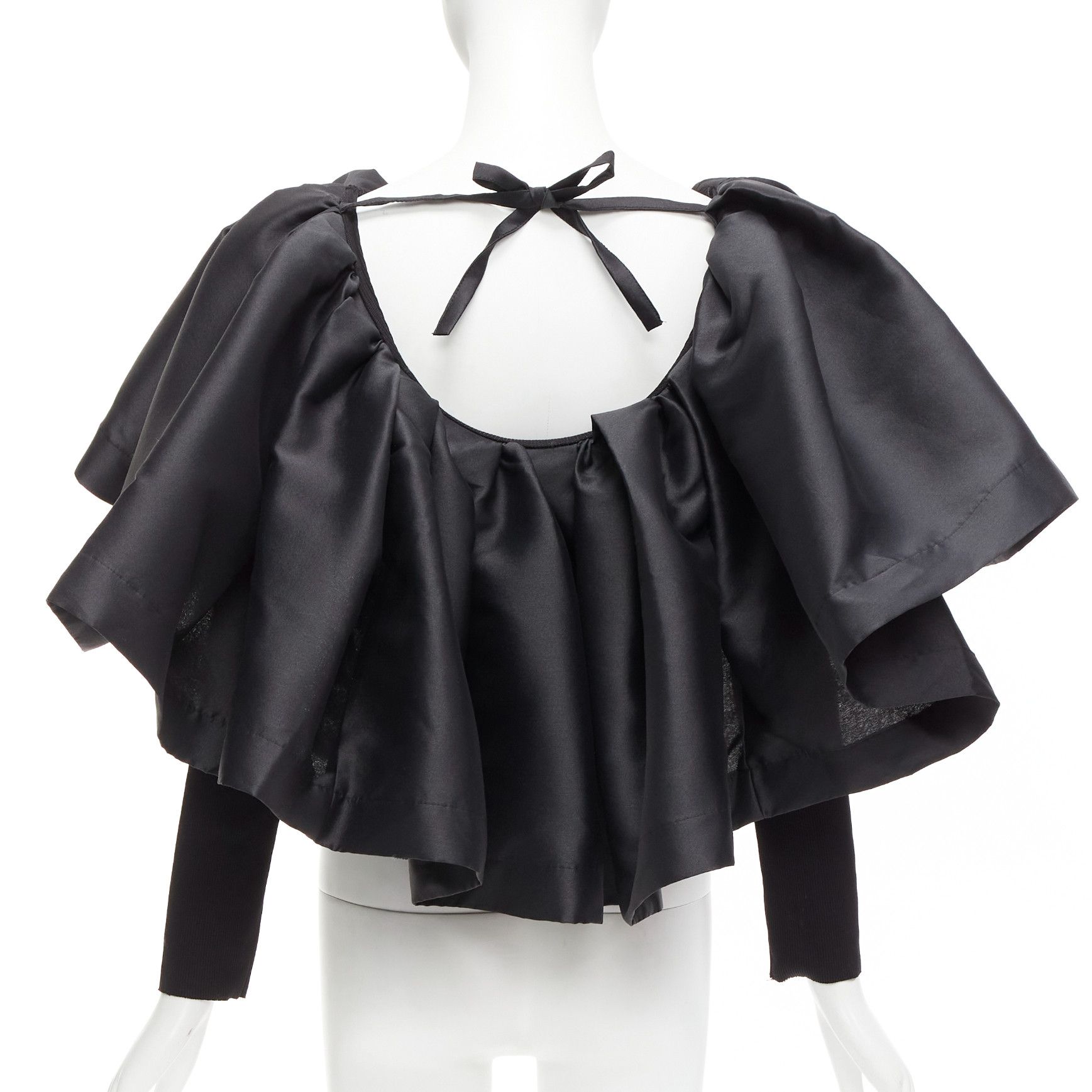 Marques'Almeida MARQUES ALMEIDA black organic cotton Victorian puff ruffle collar sweater XS Size XS / US 0-2 / IT 36-38 - 5 Thumbnail