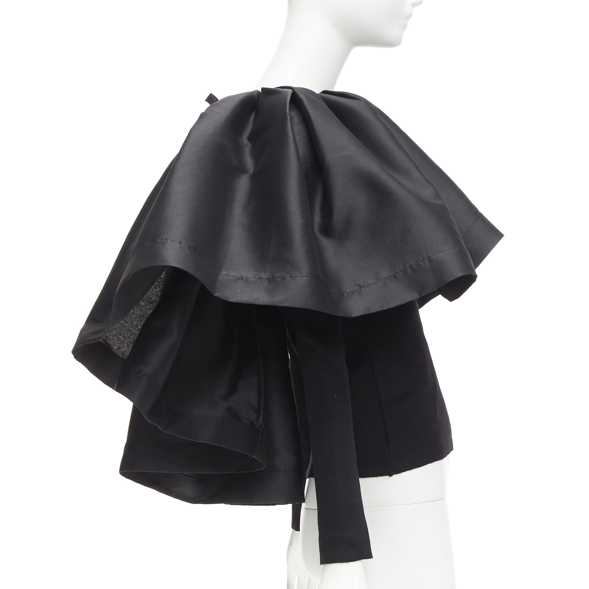Marques'Almeida MARQUES ALMEIDA black organic cotton Victorian puff ruffle collar sweater XS Size XS / US 0-2 / IT 36-38 - 4 Thumbnail