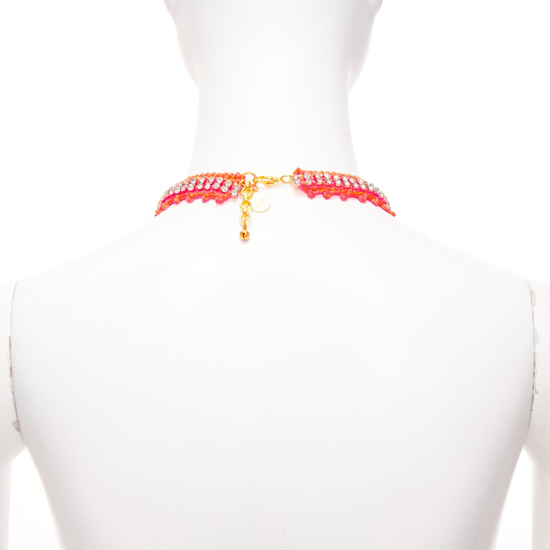 Other VANESSA ARIZAGA neon orange rope clear crystal chandelier short necklace Size ONE SIZE - 5 Thumbnail