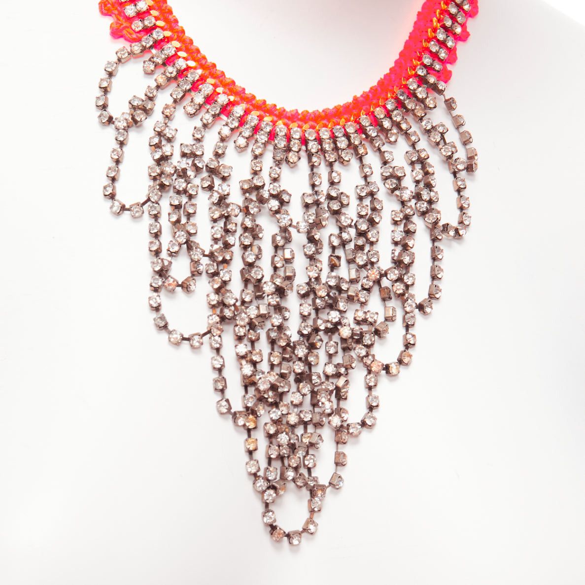 Other VANESSA ARIZAGA neon orange rope clear crystal chandelier short necklace Size ONE SIZE - 6 Thumbnail