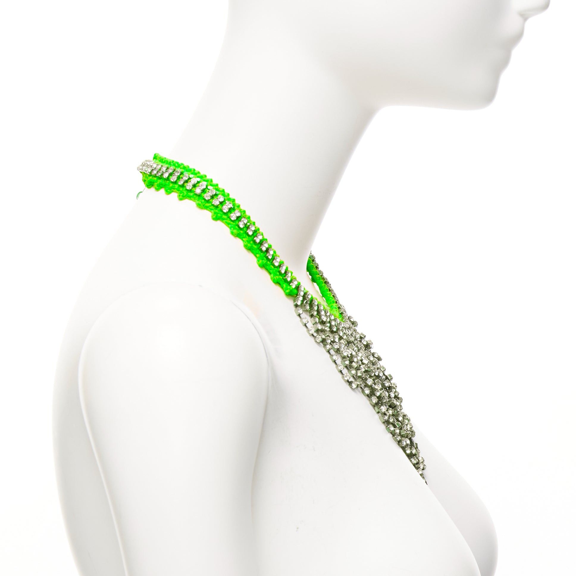 Other VANESSA ARIZAGA neon green rope clear crystal chandelier short necklace Size ONE SIZE - 4 Thumbnail