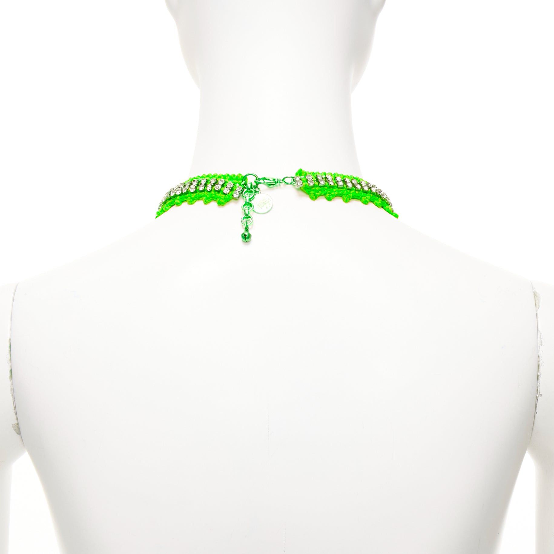 Other VANESSA ARIZAGA neon green rope clear crystal chandelier short necklace Size ONE SIZE - 5 Thumbnail