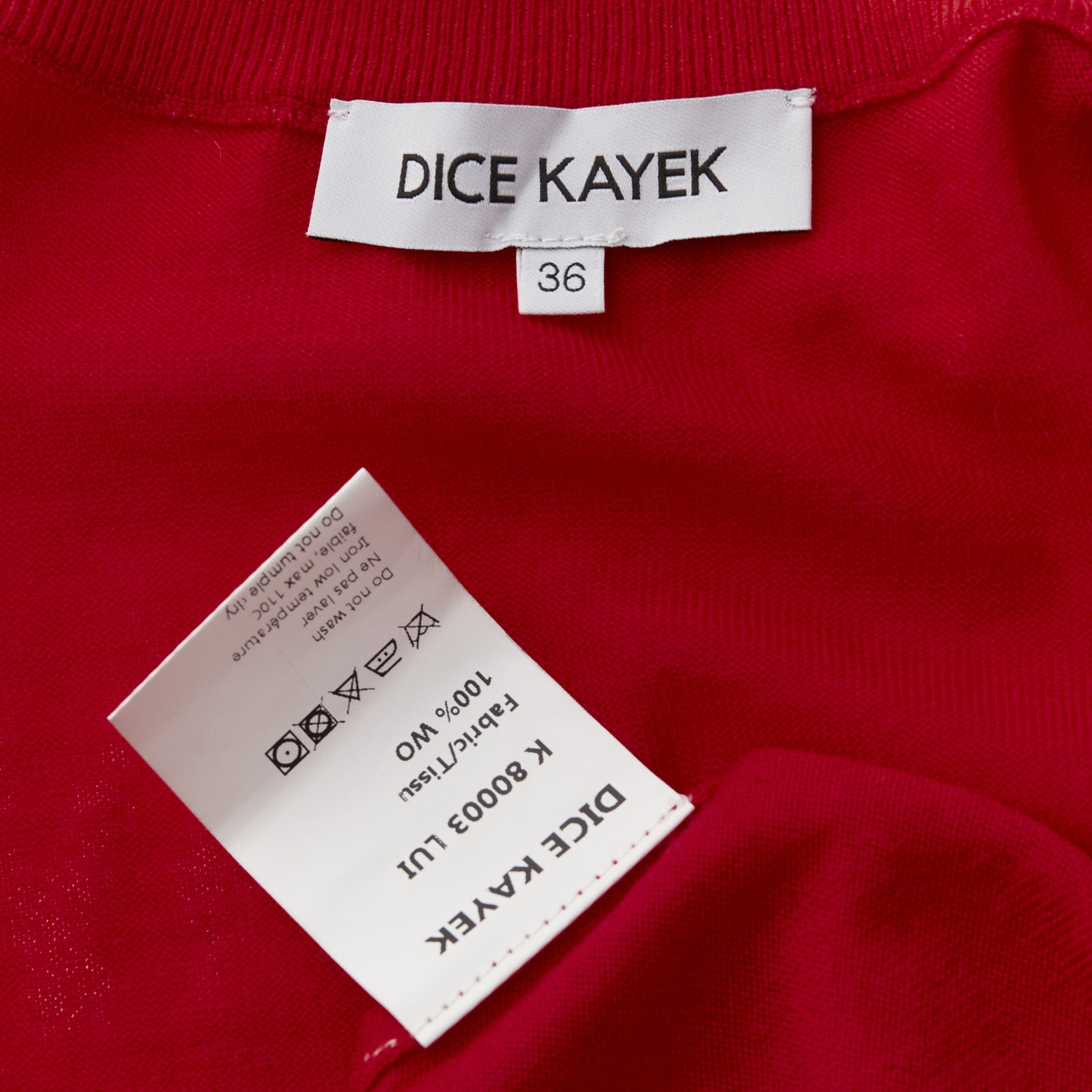 Other DICE KAYEK red 100% wool ruched sleeves crew neck cardigan sweater FR36 S Size S / US 4 / IT 40 - 8 Thumbnail