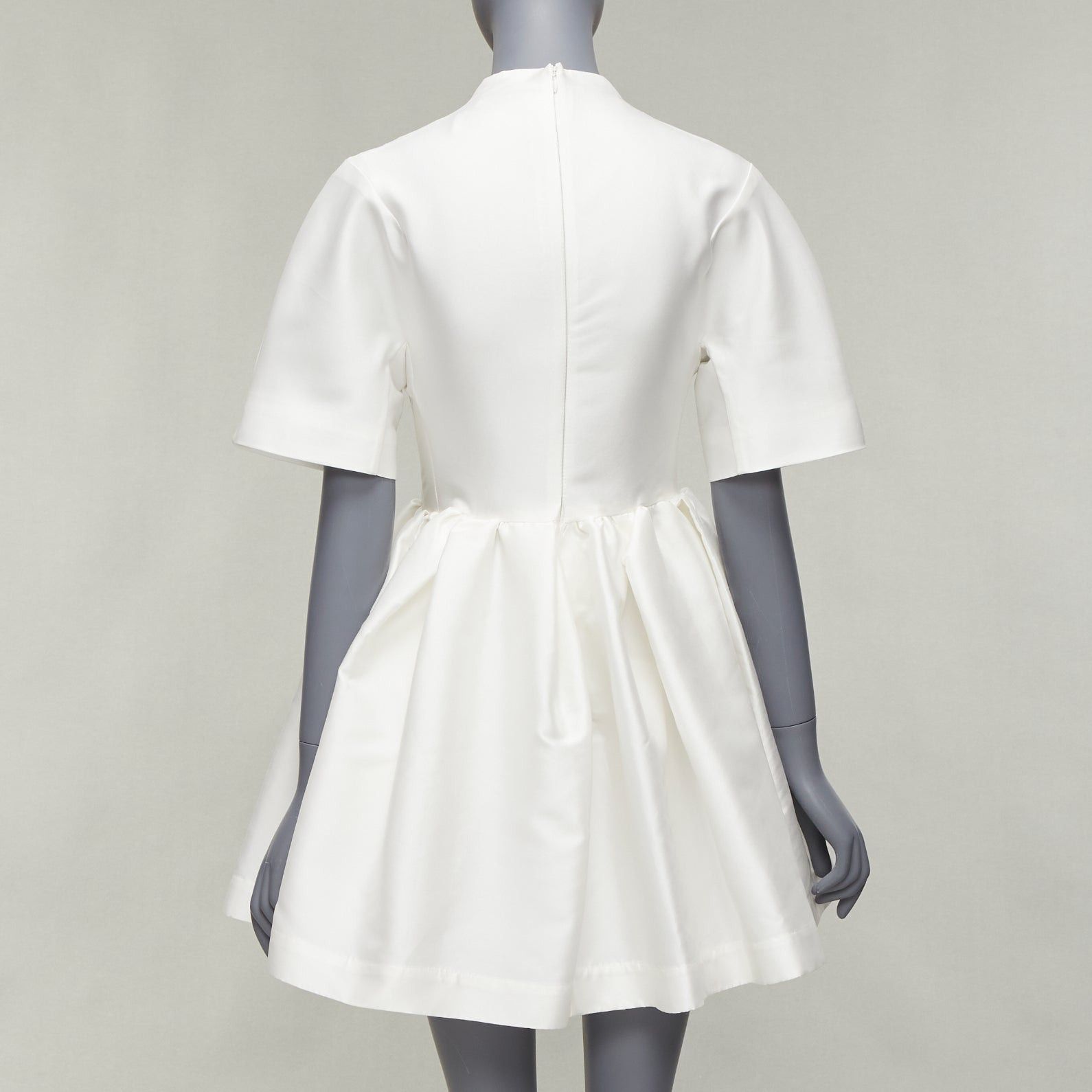 Marques'Almeida MARQUES ALMEIDA white silky darted bust fit flare high neck cocktail dress XS Size XS / US 0-2 / IT 36-38 - 5 Thumbnail