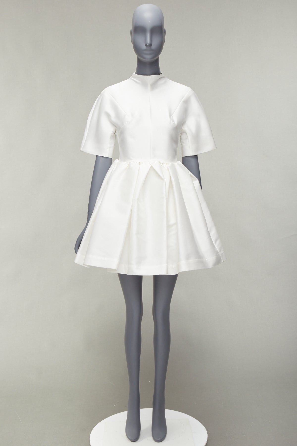 Marques'Almeida MARQUES ALMEIDA white silky darted bust fit flare high neck cocktail dress XS Size XS / US 0-2 / IT 36-38 - 9 Thumbnail