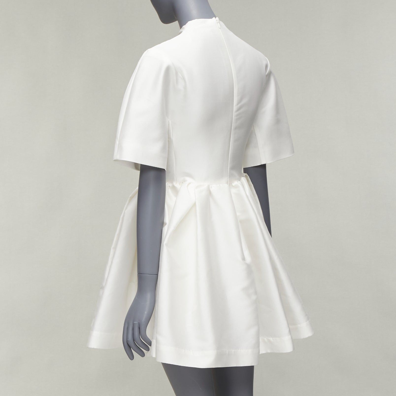 Marques'Almeida MARQUES ALMEIDA white silky darted bust fit flare high neck cocktail dress XS Size XS / US 0-2 / IT 36-38 - 6 Thumbnail