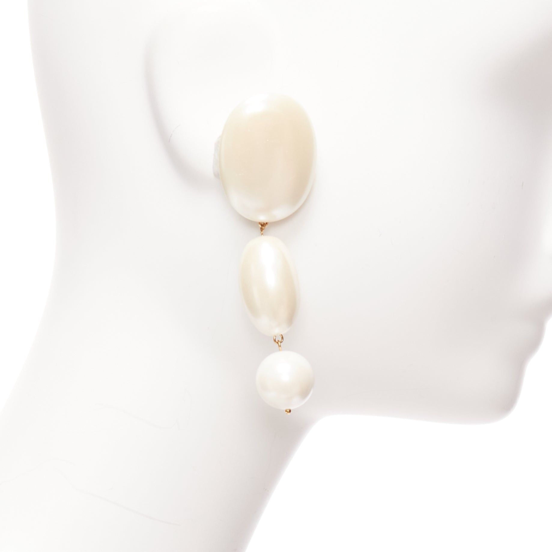 Other LELE SADOUGHI cream big geometric faux pearls drop pin earrings Size ONE SIZE - 3 Thumbnail