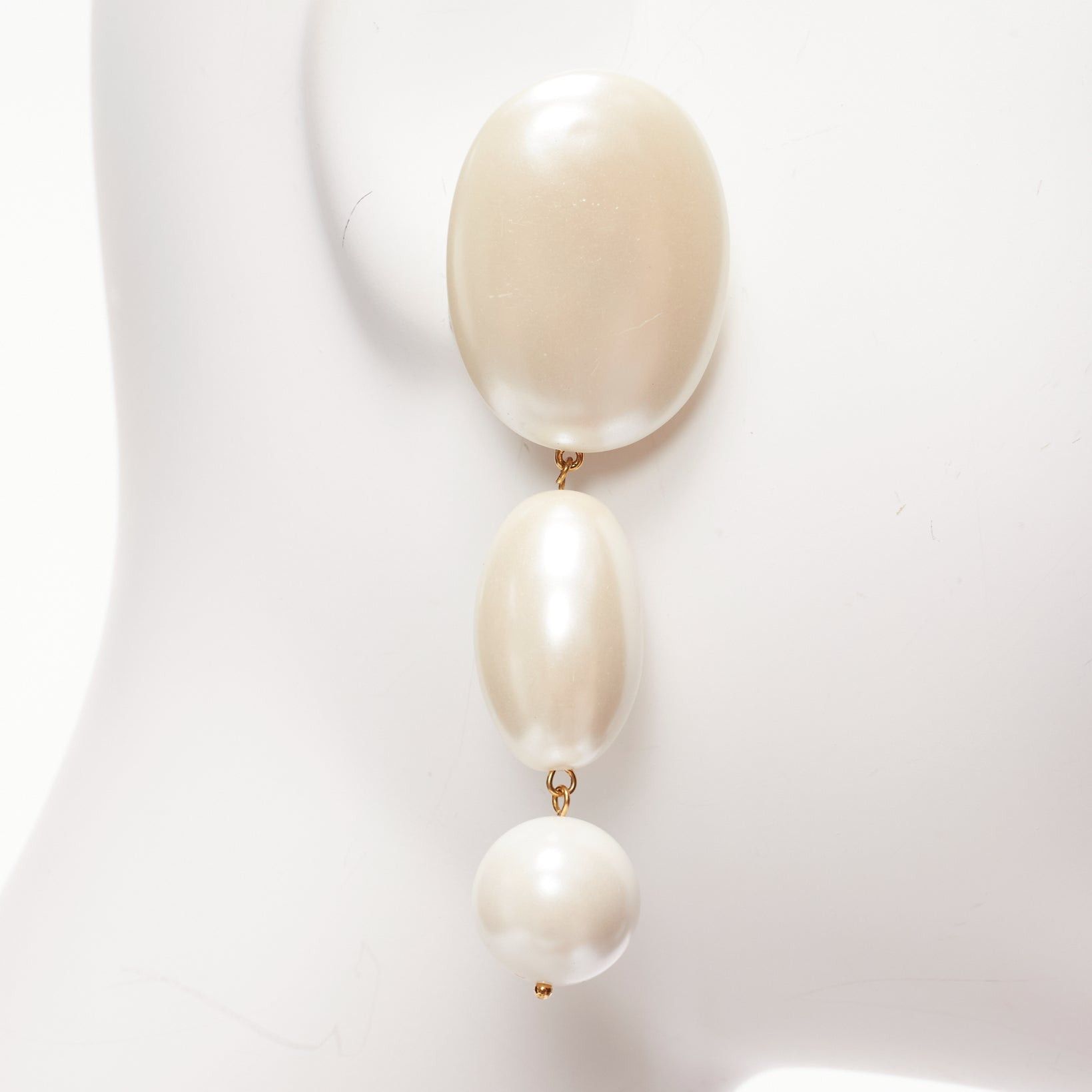 Other LELE SADOUGHI cream big geometric faux pearls drop pin earrings Size ONE SIZE - 4 Thumbnail