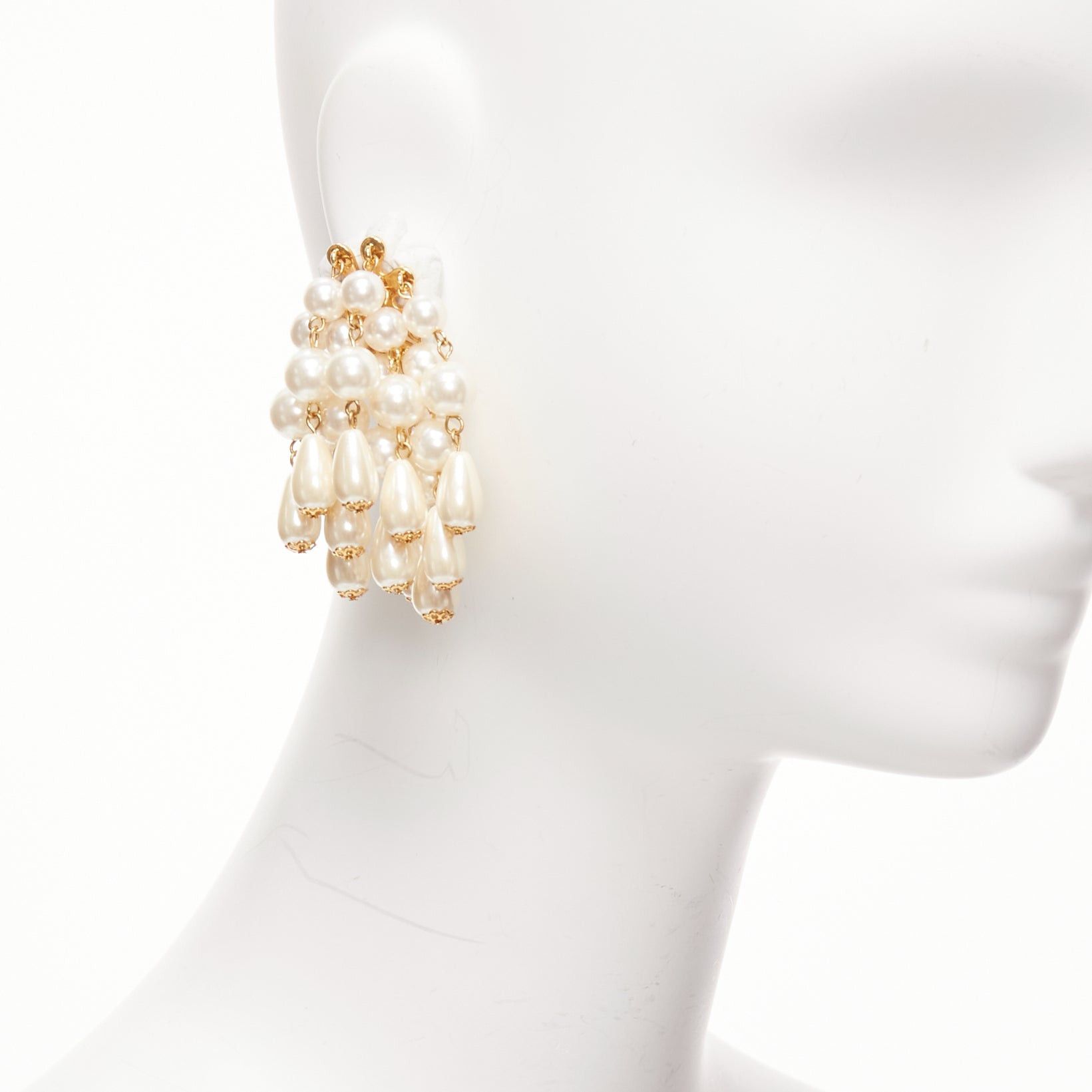 Other LELE SADOUGHI cream faux pearl starburst dangling chandelier pin earrings Size ONE SIZE - 2 Thumbnail