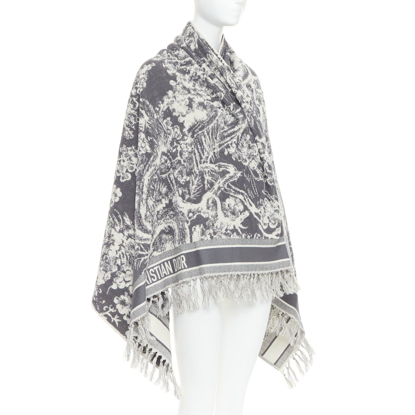 Dior CHRISTIAN DIOR Toile de Jouy ivory grey reverse cotton big beach towel Size ONE SIZE - 3 Thumbnail