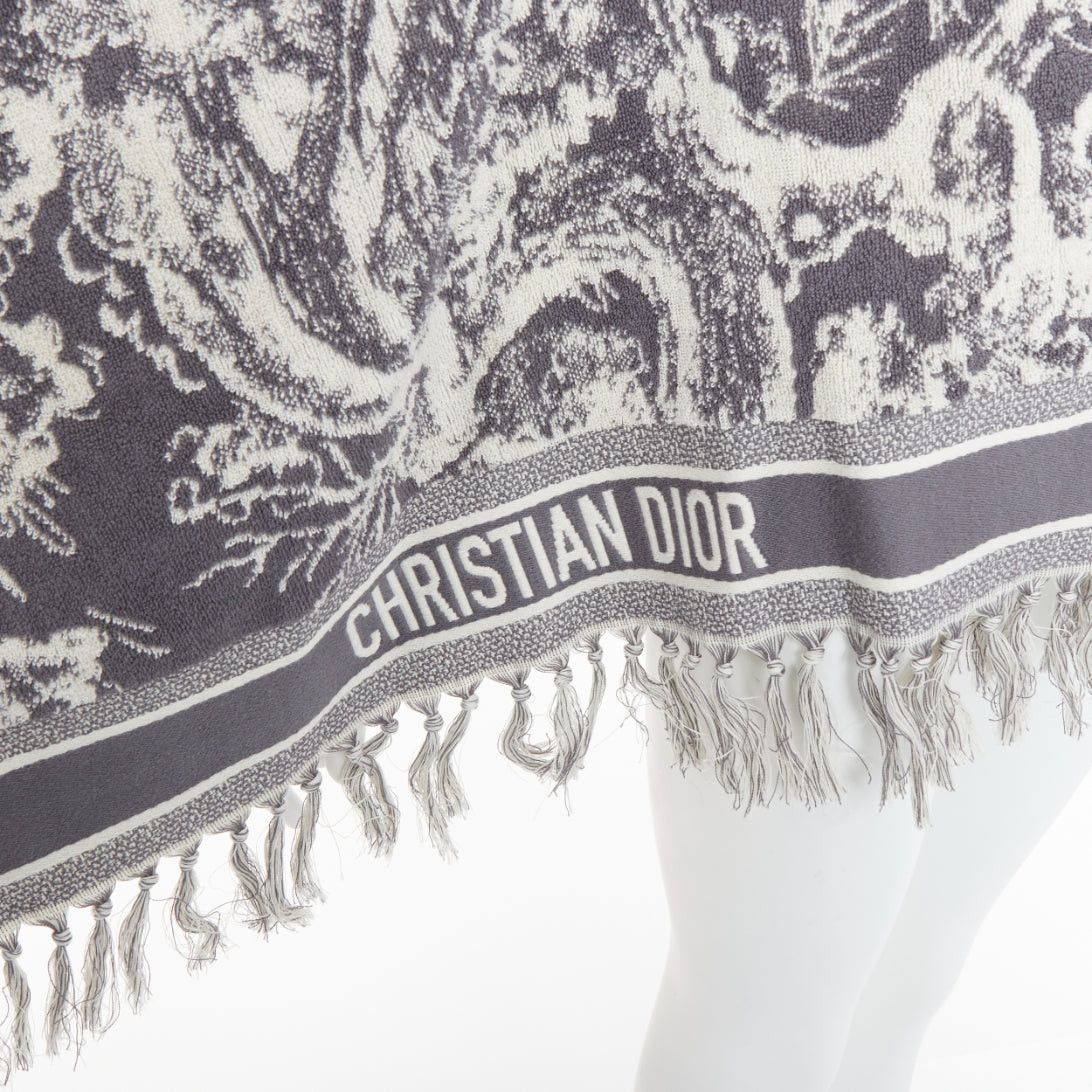 Dior CHRISTIAN DIOR Toile de Jouy ivory grey reverse cotton big beach towel Size ONE SIZE - 6 Thumbnail