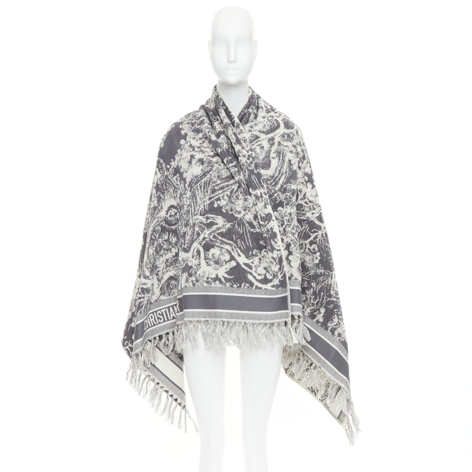 Dior CHRISTIAN DIOR Toile de Jouy ivory grey reverse cotton big beach towel Size ONE SIZE - 9 Thumbnail