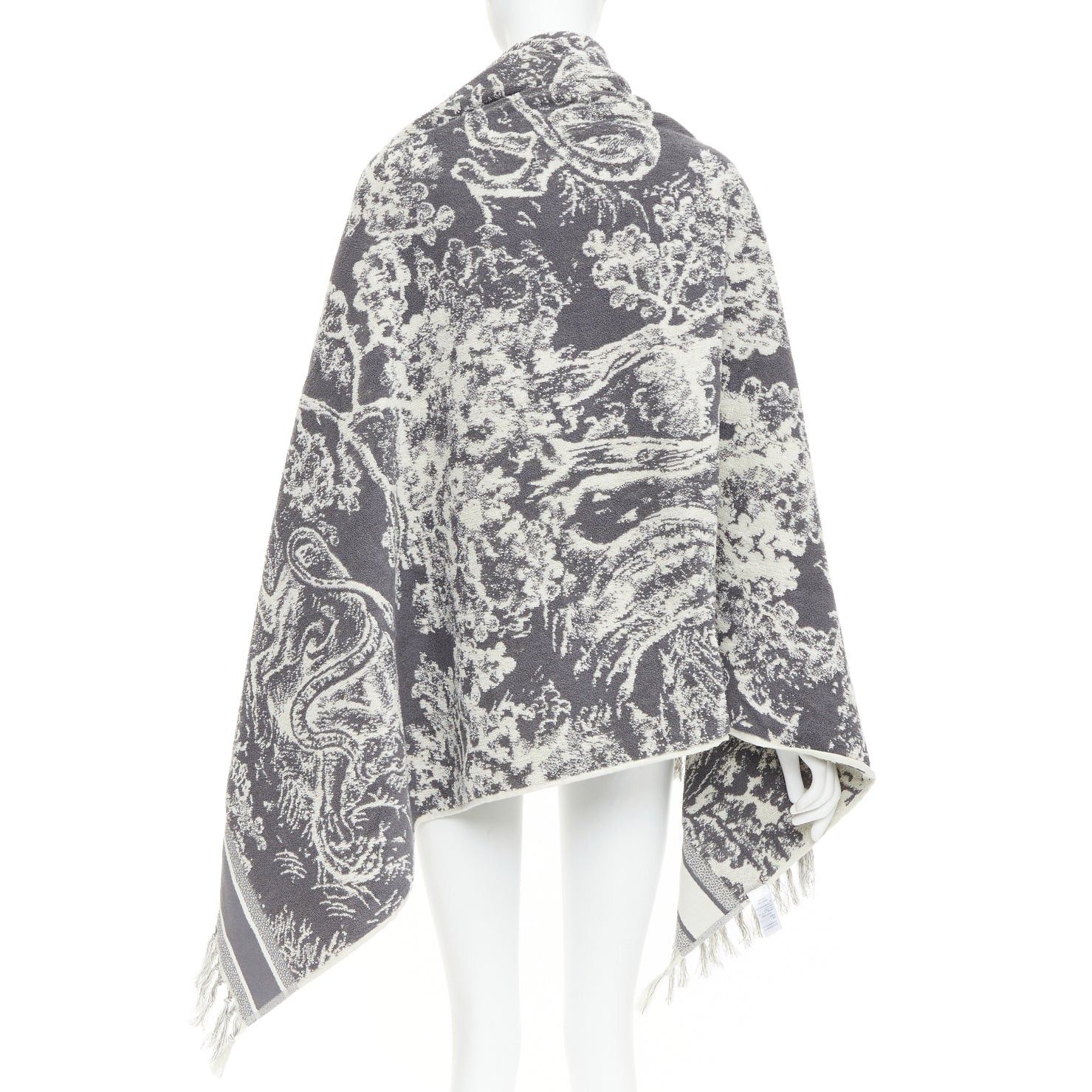 Dior CHRISTIAN DIOR Toile de Jouy ivory grey reverse cotton big beach towel Size ONE SIZE - 2 Thumbnail