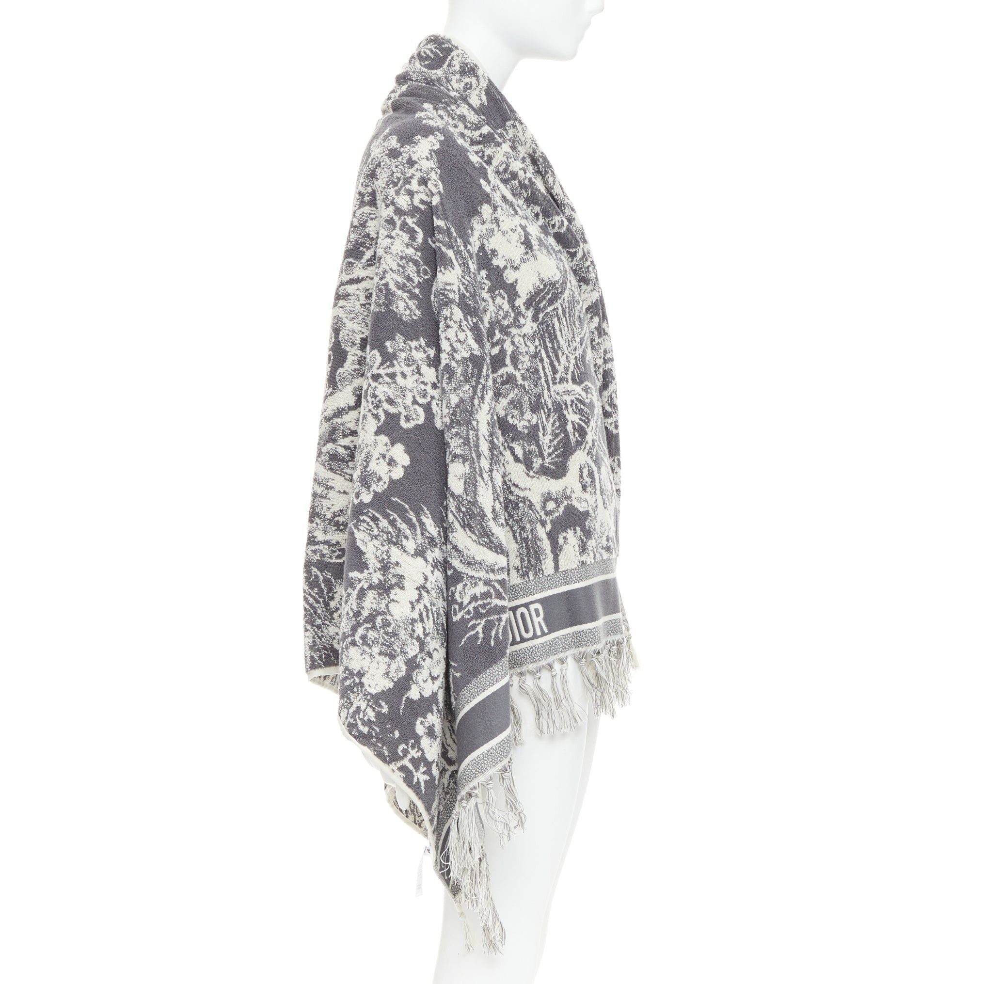 Dior CHRISTIAN DIOR Toile de Jouy ivory grey reverse cotton big beach towel Size ONE SIZE - 4 Thumbnail