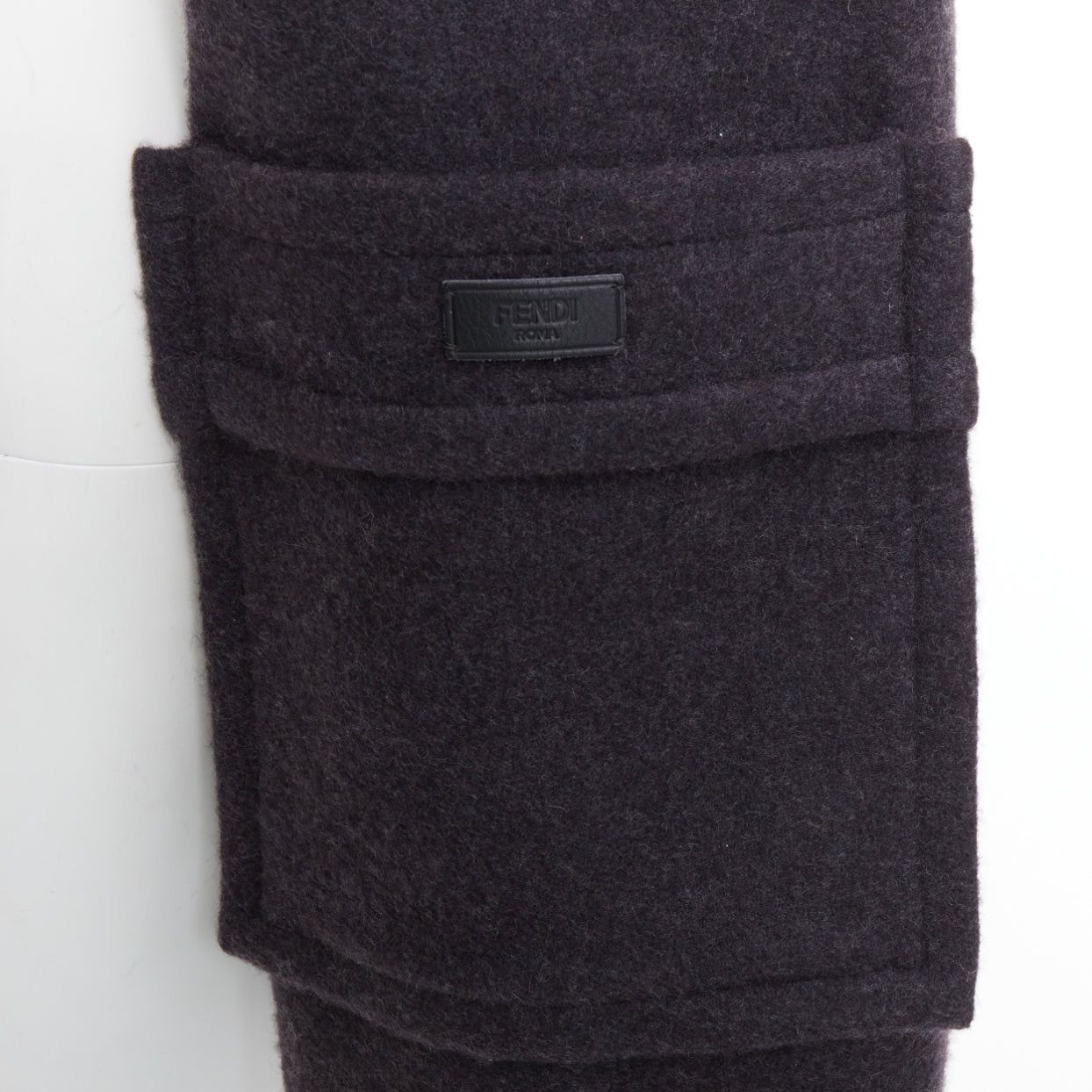 Fendi FENDI 100% cashmere burgundy grey bicolor pocket fringed long scarf Size ONE SIZE - 2 Thumbnail