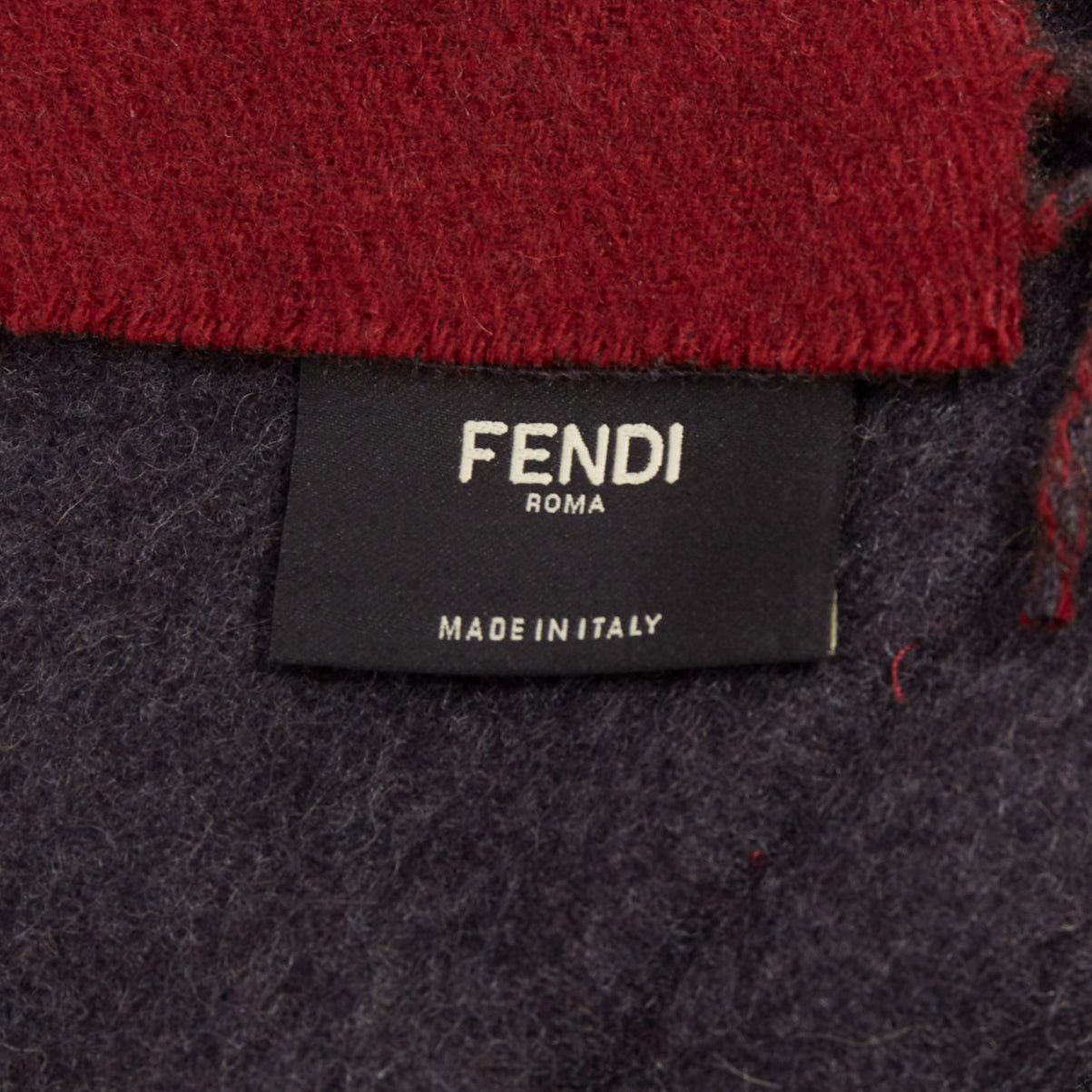 Fendi FENDI 100% cashmere burgundy grey bicolor pocket fringed long scarf Size ONE SIZE - 8 Thumbnail