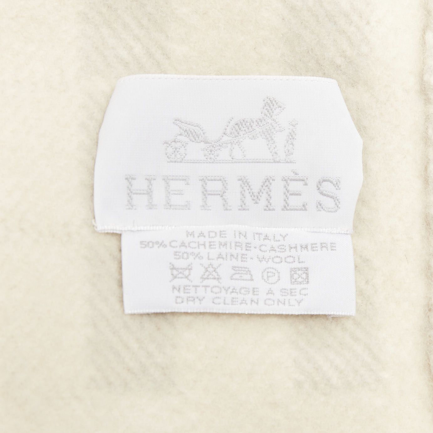 Hermes HERMES cream light grey cashmere wool H logo square throw blanket Size ONE SIZE - 8 Thumbnail