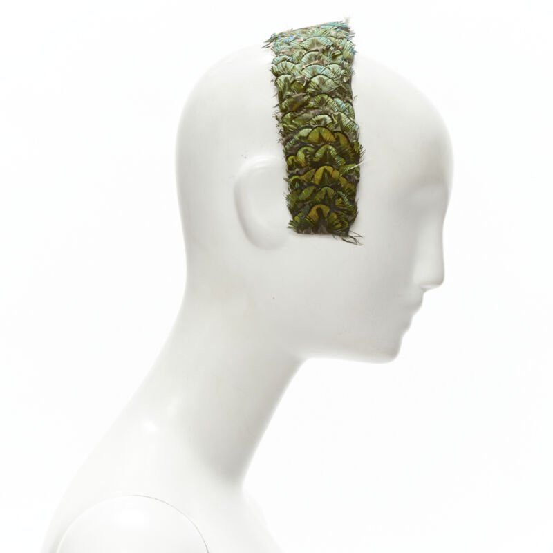 Other JENNIFER OUELLETTE Lot of 2 green peacock feather black sequins wide headband Size ONE SIZE - 3 Thumbnail