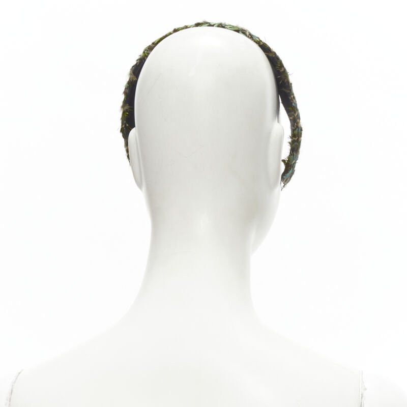 Other JENNIFER OUELLETTE Lot of 2 green peacock feather black sequins wide headband Size ONE SIZE - 4 Thumbnail