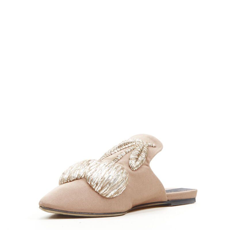 Other SANAYI 313 beige silver fabric embroidery slip on babouche slippers EU36 Size US 6 / IT 36 - 4 Thumbnail
